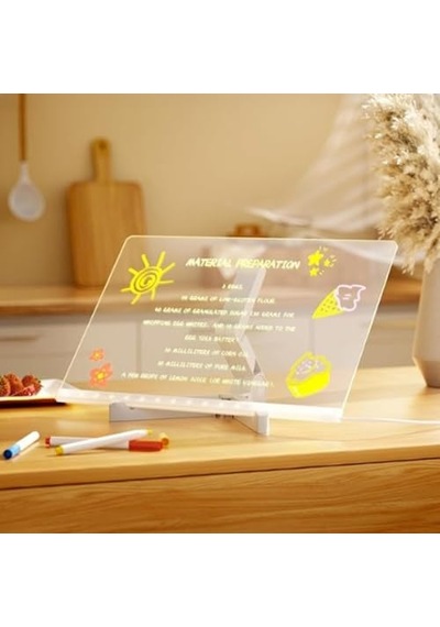 Shopexxtra Led Işıklı Şeffaf Çizim Tableti Ve Yazı Tahtası - 30x20 Cm, Ayarlanabilir Standlı Akrilik Not Panosu, Genel