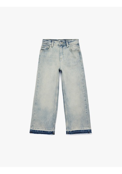 Koton Geniş Paça Pamuklu Loose Fit Denim Pantolon Lıght Indıgo 6skg40034ad Açık Mavi
