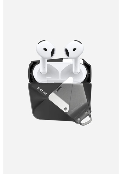 Apple Uyumlu Airpods 4 Geometrik Desenli Kilitleme Mekanizmalı Ve Askı İpli Kılıf A29 Siyah