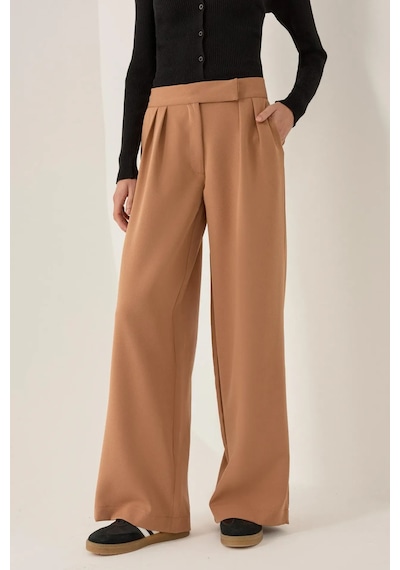 Hiccup Yüksek Bel Wide Leg Pantolon Kestane Kahvesi