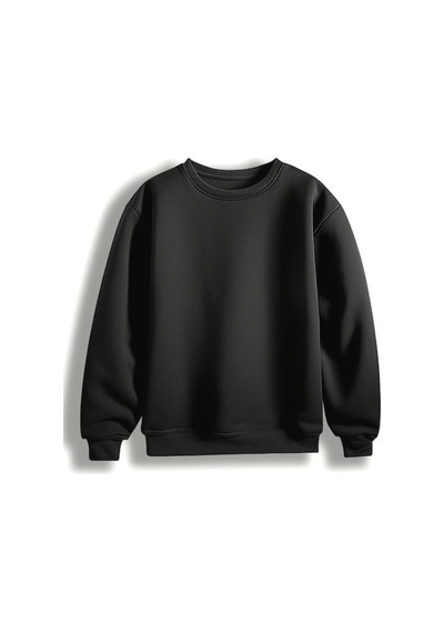 Magors Stıl-x Baskısız Çocuk Sweatshırt, Okul Sweatshırt, 3 İplik Şardonlu Siyah