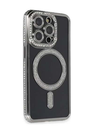 Apple Uyumlu iPhone 14 Pro Max Uyumlu Kılıf Joke Simli Magneticsafe Kılıf - Gri