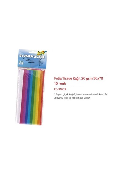 Folia Tissue Paper Çiçek Kağıdı 50X70 Cm. 10 Renk Kod 91009