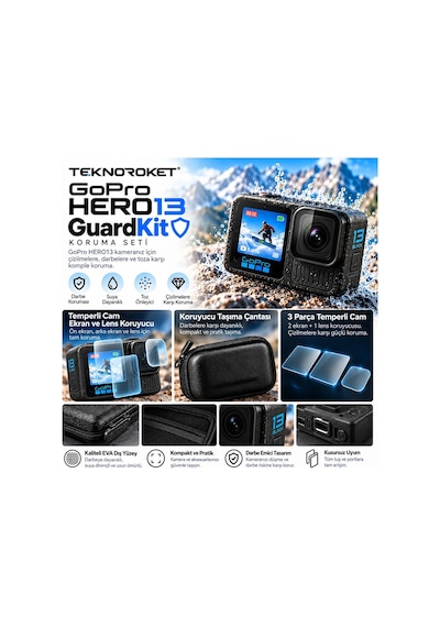 GoPro HERO13 / HERO12 / HERO11 / HERO10 Black Uyumlu GuardKit Koruma Seti | Teknoroket