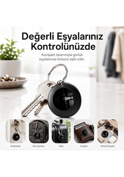Hbb-k Hi Tag Akıllı Takip Cihazı Sadece Apple Uyumlu Uyumlu Siyah 2'li