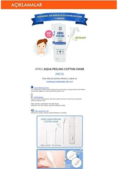%100 Pamuk Peeling Çubuğu Hafif Apıeu Aqua Peeling Swab Mild