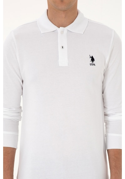 U.S. Polo Assn. Erkek Regular Fit Polo Yaka Beyaz Basic Sweatshirt 50307757-VR013
