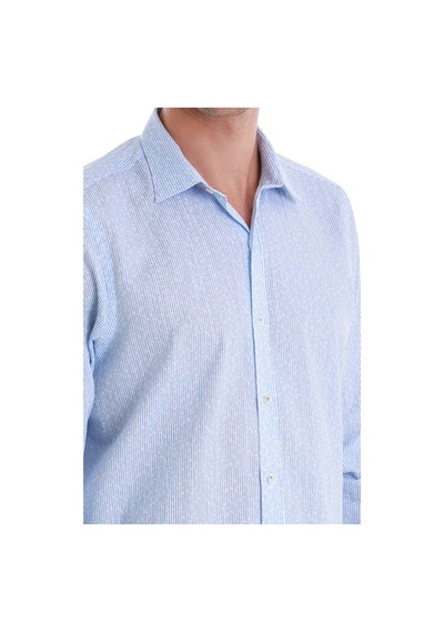 Hatemoğlu Mavi Comfort Fit Baskılı Slim Yaka Uzun Kollu Spor Gömlek 24d190000007 Mb0 Mavi