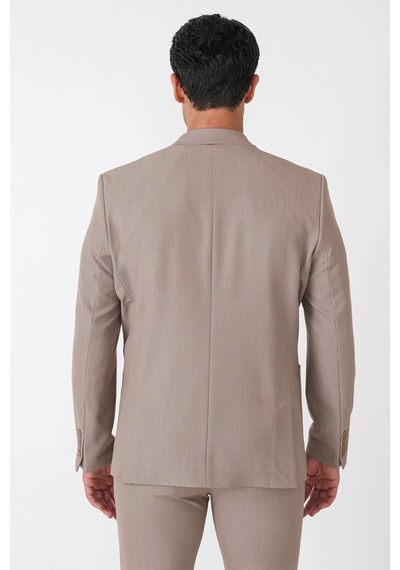 Comfort Fit Esnek Pamuklu Torba Cep Bej Blazer Ceket C 743