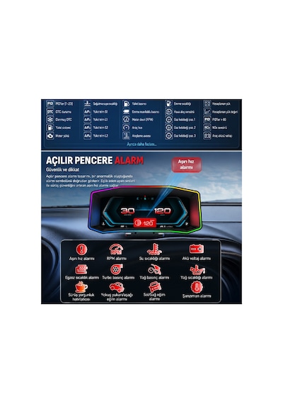 Ally P4 Obd2 + Gps Head Up Display Hud, Dijital Hız Göstergesi