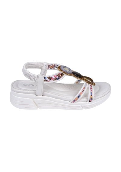 Guja Taşlı Comfort 5cm Dolgu Taban Kadın Sandalet Gj-26y1542 Beyaz