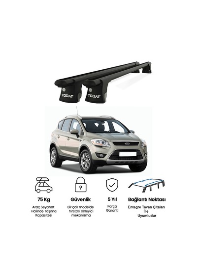 Trio-ı Ford Kuga 2008-2012 Uyumlu Siyah Kilitli Ara Atkı 120cm Port Bagaj Tavan Barı