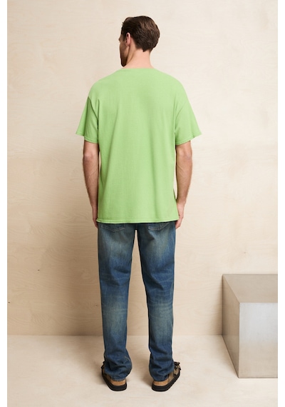 Grımelange Samantho Erkek Yumuşak Ve Organik Pamuklu Yıkamalı Baskı Detaylı Yeşil T-shirt Yeşil