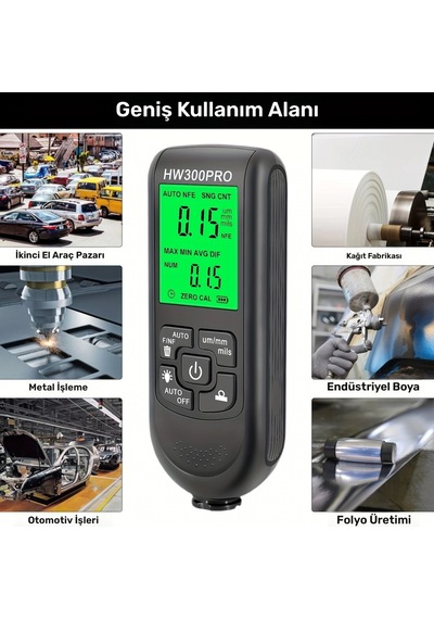 Hw-300pro Oto Boya Kalınlık Ölçer Fe Nfe 2000µm + 2 Fonksiyonlu Bardak Tutucu Hediyeli