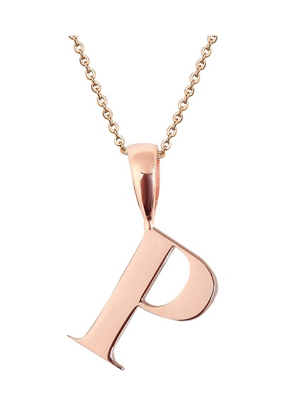 Kuyumcudukkani Zincirli Rose Altın Renk "p" Harfli Kolye Rose Gold