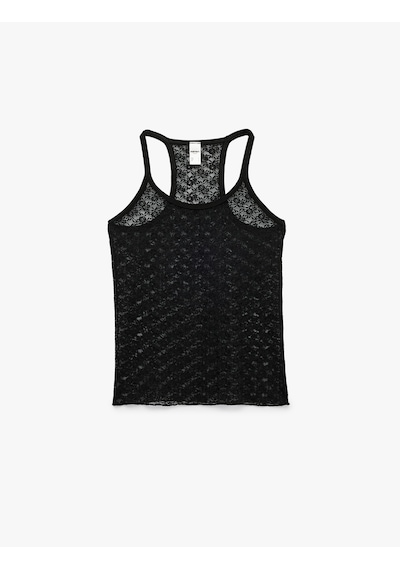 Koton U Yaka Askılı Dantel Detaylı Atlet Pijama Üstü Siyah 6slk90035mk
