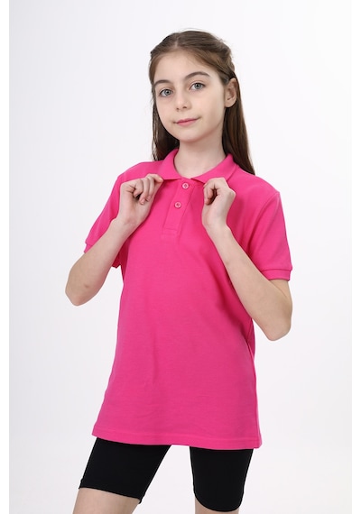 Toontoy Kids Toontoy Unisex Polo Yaka Düğmeli Uzun Kısa Tişört Fuşya
