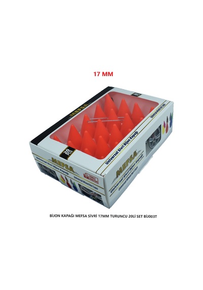 Bijon Kapağı Sivri 17 Mm Turuncu 20 Li Set