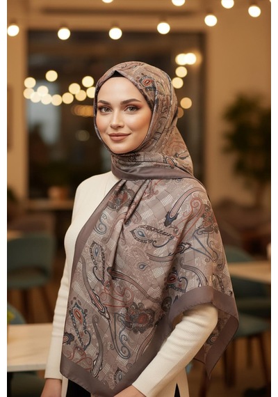 Ekose Paisley Desen Vizon Soft Pamuk Şal