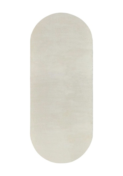 Valeryhome Vl Comfort Düz Saçaklı Peluş Düz Yolluk Ekru Oval Ekru Saçaksız