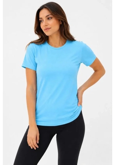 Defymoda Basic Tişört Bisiklet Yaka Kısa Kol Günlük Yazlık Slim Fit T-shirt - Turkuaz