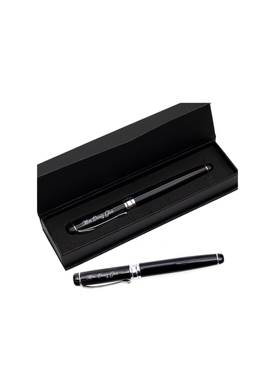 Kişiye Özel Premium Roller Kalem Siyah Krom