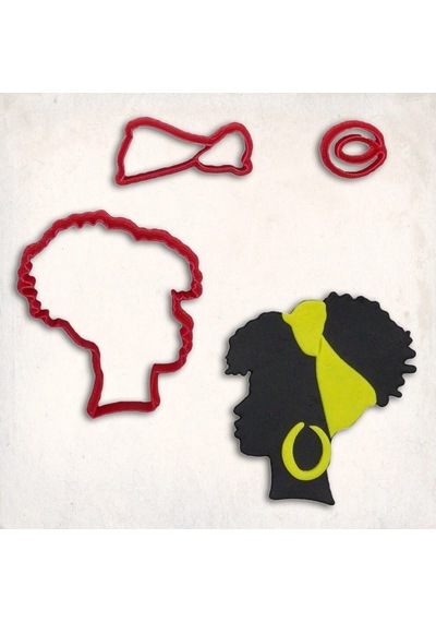 Afro Kız Kafası Detay Kurabiye Kalıp Seti 3 Lü