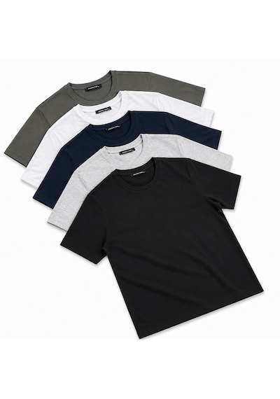 Classics Men  Relaxed Fit Basic Kısa Kol Tişört 5'li Siyah-laci-beyaz-gri-haki Karışık-Çok Renkli