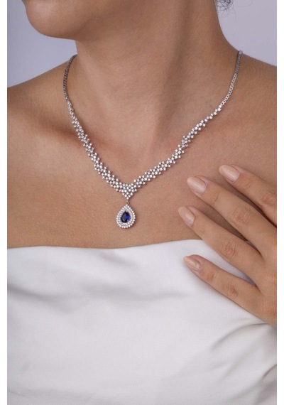 Gümüş Pazarım Hürrem Sultan Modeli Safir Taşllı Damla Motifli 925 Ayar Gümüş Kolye Çok Renkli Gümüş Pazarım Hürrem Sultan Modeli Safir Taşllı Damla Motifli 925 Ayar Gümüş Kolye Çok Renkli