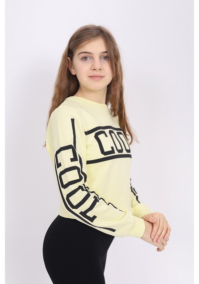 Toontoy Kız Çocuk Cool Baskılı Sweatshirt Sarı