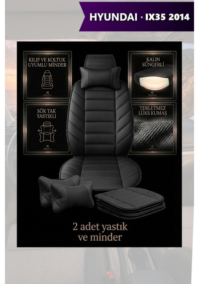 Hyundai İx35 2014 Uyumlu Premium Siyah Renk Lüks 2 Adet Minder Ve Yastık