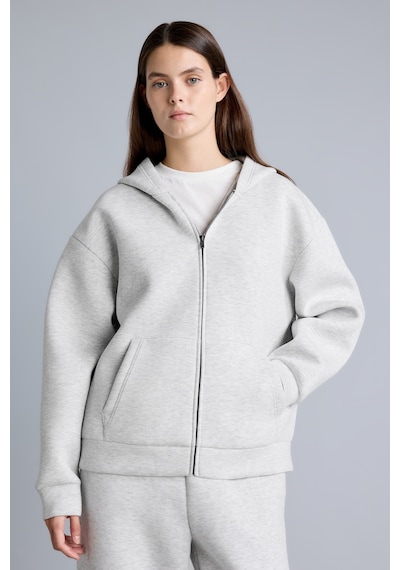 Defacto Relaxed Fit Kapüşonlu Fermuarlı Cepli Skuba Kumaş Basic Sweatshirt Hırka H5571ax26augr93 Gri-gr93