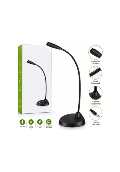 Esnek Boyunlu 3.5mm Jack Mikrofon Bilgisayar Kullanımı
