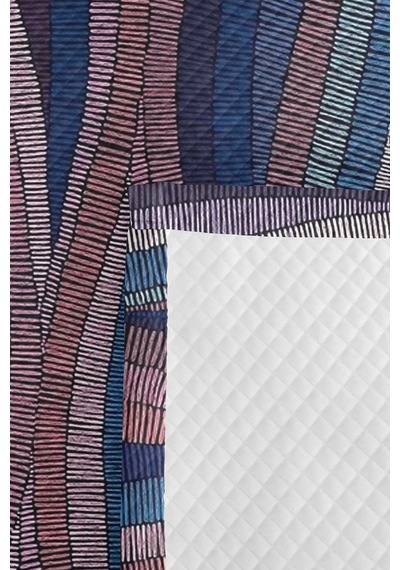 Geometrik Mavi Genç Odası Tek Kişilik Pike Takımı - Modern Pembe 160x220 Cm Kapitone Yatak Örtüsü Ekru