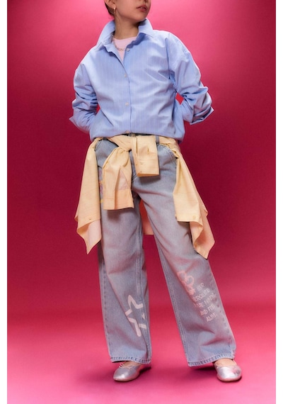 Defacto Baggy Fıt Jean Pantolon Kız Çocuk H0385a826smnm39 Mavi-nm39