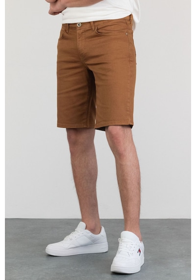 HLT Jeans Erkek Kiremit Slim Kesim Comfort Likralı Denim Esnek Jeans Kot Şort Thomas-Kiremit 001