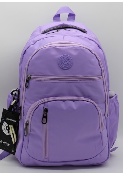 Lila Unisex Okul Çantası Su Geçirmez Kumaş Unisex Okul Sırt Çantası 1700 Mor