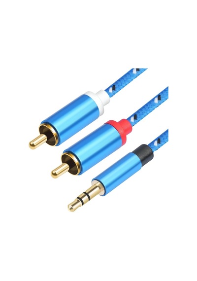 3.5mm - 2 Rca Ses Kablosu - Örgülü Aux / Cinch Stereo Ses Ve Dönüştürücü Kablosu