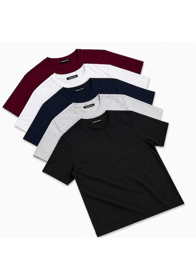 Fabio Cassani Classics Men Relaxed Fit Basic Kısa Kol Tişört 5'li Siyah-laci-beyaz-gri-bordo Karışık-çok Renkli Fabio Cassani Classics Men Relaxed Fit Basic Kısa Kol Tişört 5'li Siyah-laci-beyaz-gri-bordo Karışık-çok Renkli