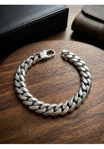 Erkek 12 Mm Çelik Bileklik Gümüş