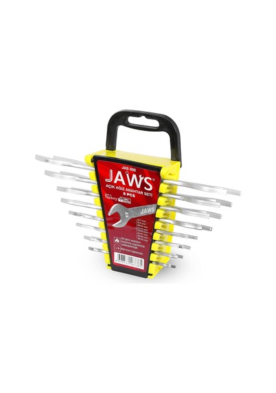 Jaws Açık Ağız Anahtar Takımı, 8 Parça Set, 6x7, 8x9, 10x11, 12x13, 14x15, 16x17, 18x19, 20x22 Mm, Isıl İşlem