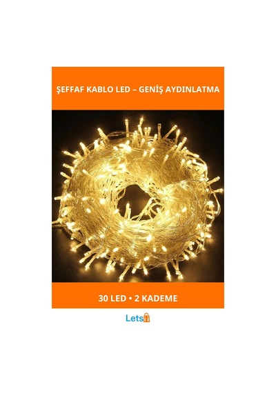 5m 30 Led Gün Işığı 2 Kademeli Şeffaf Kablo Dekoratif Aydınlatma 1 Adet