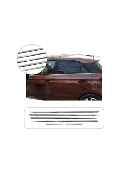 Hyundai İ20 Uyumlu 2014 Ve Üzeri Krom Cam Çıtası 6 Parça Paslanmaz Çelik
