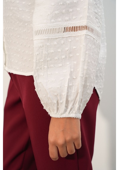 Bigdart Kadın Oversize Desenli Gömlek 20379 - Beyaz