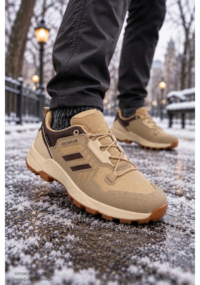 Muggo Torvex Kalın Taban Bağcıklı Kışlık Unisex Outdoor Trekking Bot Bej