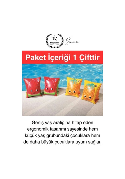 Meyve Desen Güvenli 5-12 Yaş Çocuklar İçin Yüzme Kolluk Deniz Havuz Şişme Kolluğu Yüzücü Hava Odalı