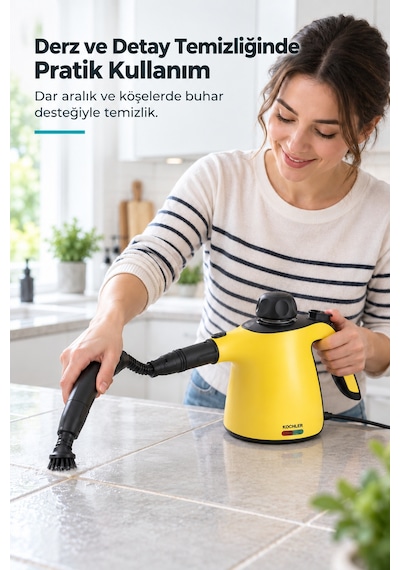 Kochler Buharlı Temizlik Makinesi 3.5 Bar Basınçlı El Tipi Temizleyici Ve Mop
