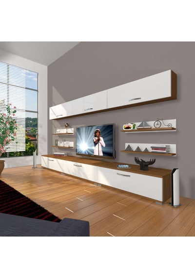 Decoraktiv Eko 8y Slm Tv Ünitesi Tv Sehpası - Ceviz Beyaz Ahşap - Beyaz