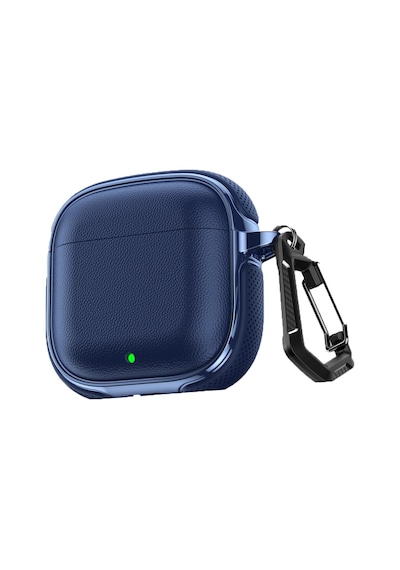 Huawei Freebuds Se 2 / Se 3 İle  Kılıf Deri Dokulu Tpu Koruyucu Case Metal Karabinalı Şarj Girişli Lacivert