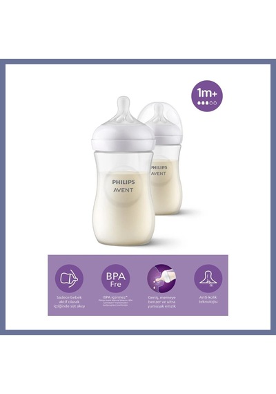 Bezos Doğal Tepkili Natural Response Pp 2'li Biberon Seti 260 Ml 1+ Ay Dlra